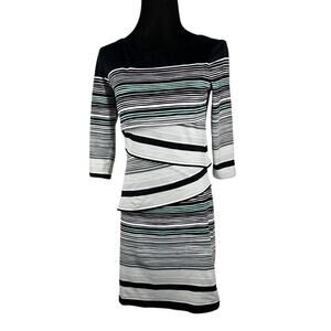 J. Mclaughlin Catalino Cloth Tiered Layered Multicolor Stripes Sheath Dress XS